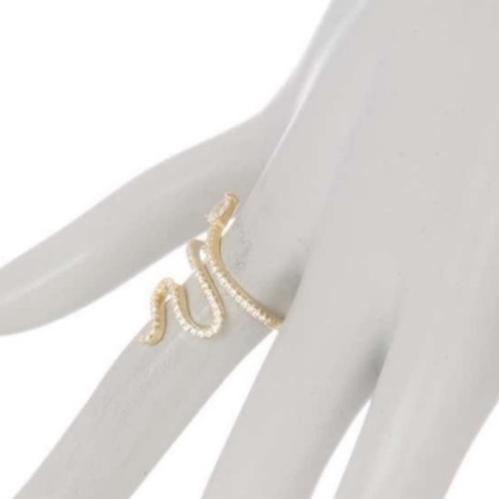 NWT Adornia 14K Gold Plated Swarovski Crystal Accented Winding Snake Ring